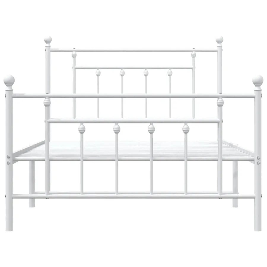 Cadre de lit métal sans matelas et pied de lit blanc 107x203 cm - 6
