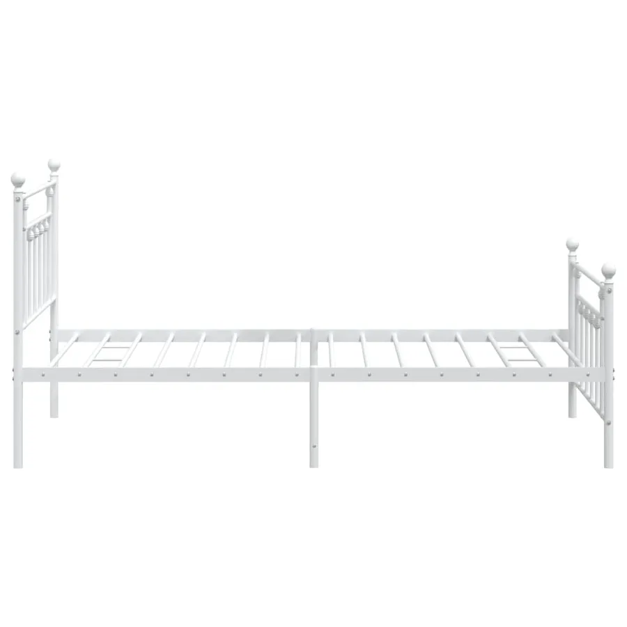 Cadre de lit métal sans matelas et pied de lit blanc 107x203 cm - 7