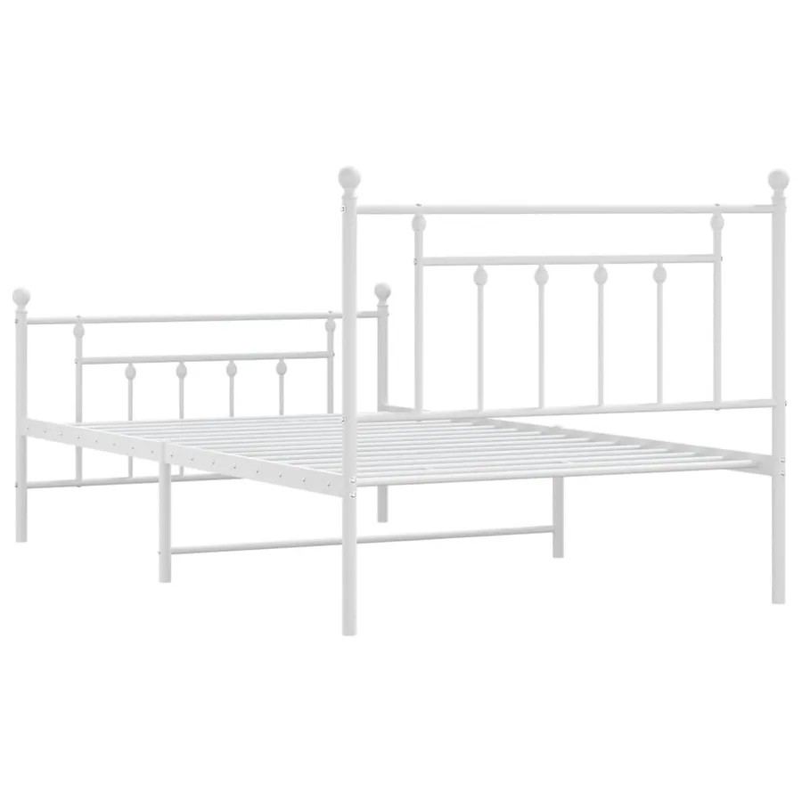 Cadre de lit métal sans matelas et pied de lit blanc 107x203 cm - 8