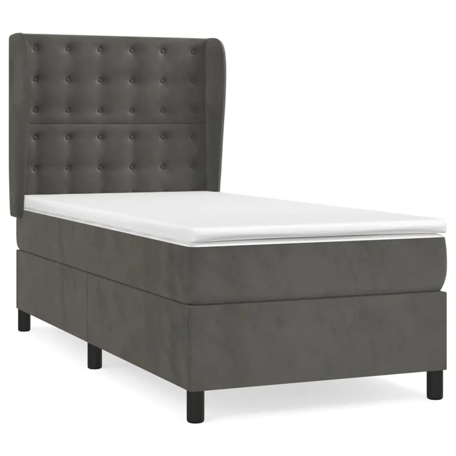 Sommier à lattes de lit et matelas Gris foncé 80x200 cm Velours - 2