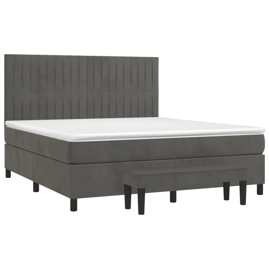 Sommier à lattes de lit et matelas Gris foncé 160x200cm Velours - 3