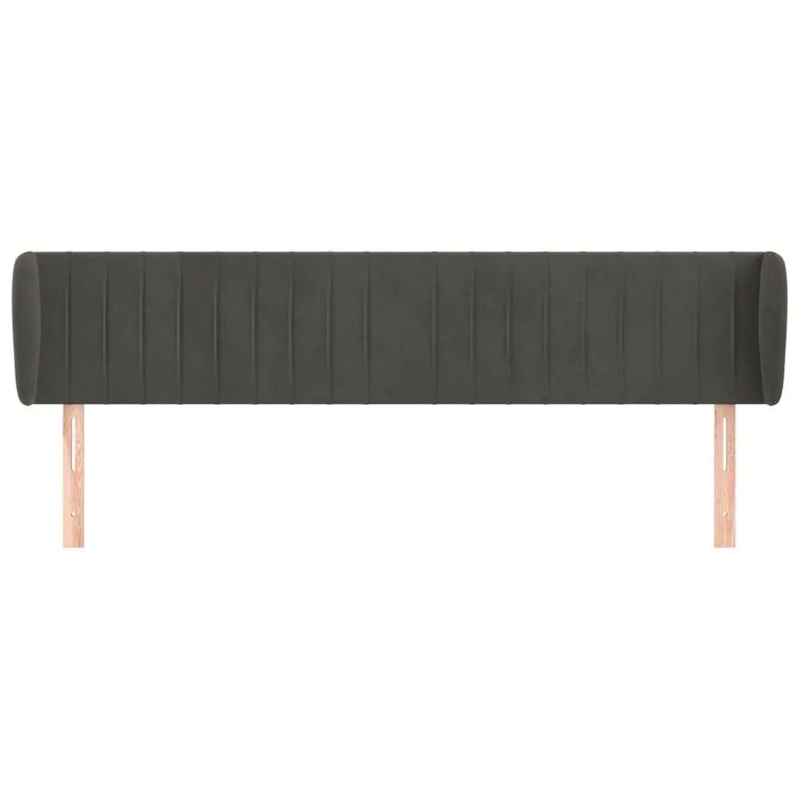 Tête de lit avec oreilles Gris foncé 163x23x78/88 cm Velours - 3