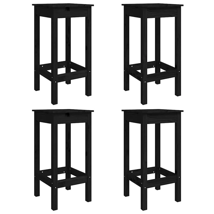 Ensemble de bar de jardin 5 pcs noir bois de pin massif - 6