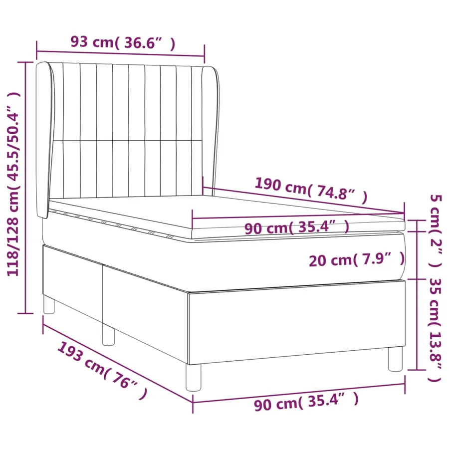 Sommier à lattes de lit avec matelas Rose 90x190 cm Velours - 7