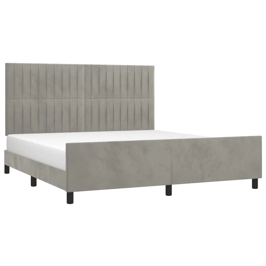 Cadre de lit sans matelas gris clair 160x200 cm velours - 3