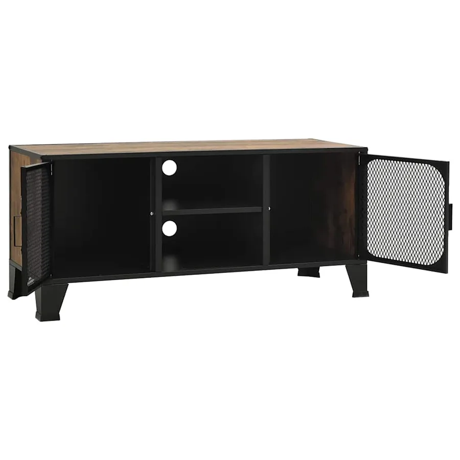 Meuble TV Marron rustique 105x36x47 cm Métal et MDF - 6