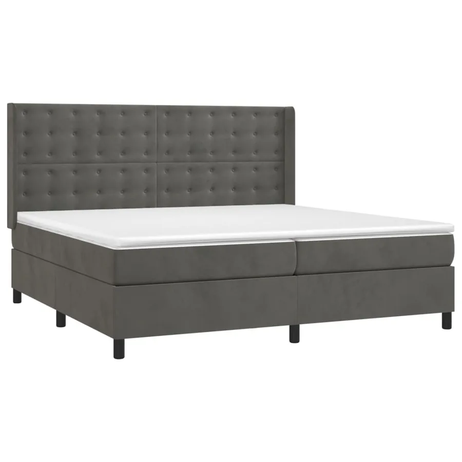 Sommier à lattes de lit matelas et LED Gris foncé 200x200 cm - 4