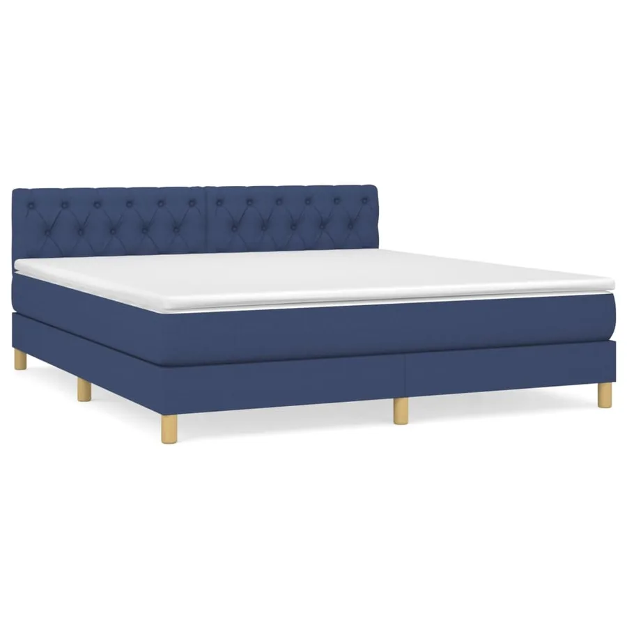 Sommier à lattes de lit avec matelas Bleu 160x200 cm Tissu - 2