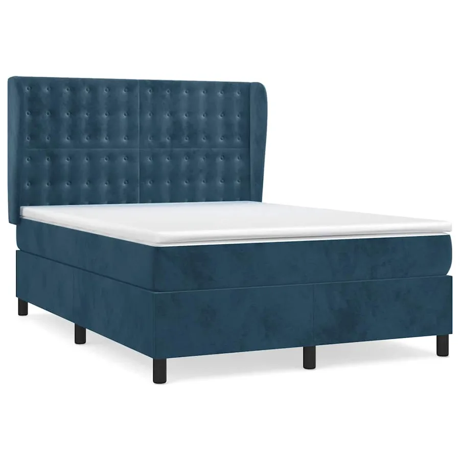 Sommier à lattes de lit et matelas Bleu foncé 140x190cm Velours - 2