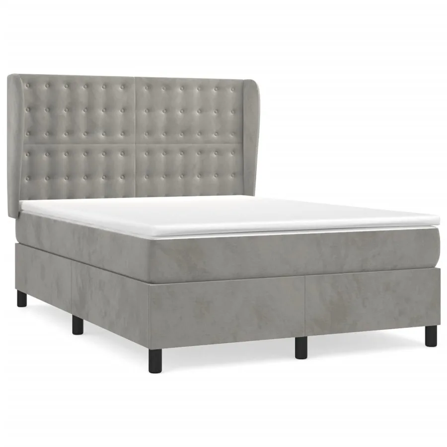 Sommier à lattes de lit et matelas Gris clair 140x190cm Velours - 2