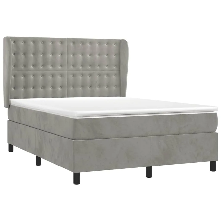 Sommier à lattes de lit et matelas Gris clair 140x190cm Velours - 3