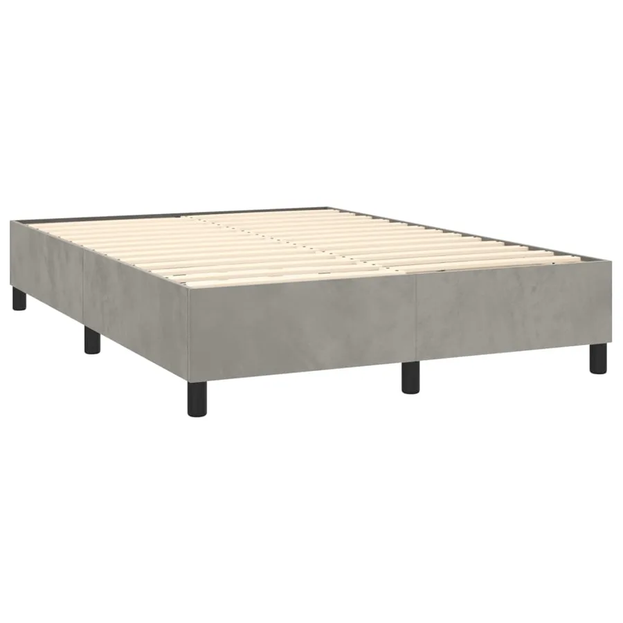 Sommier à lattes de lit et matelas Gris clair 140x190cm Velours - 4