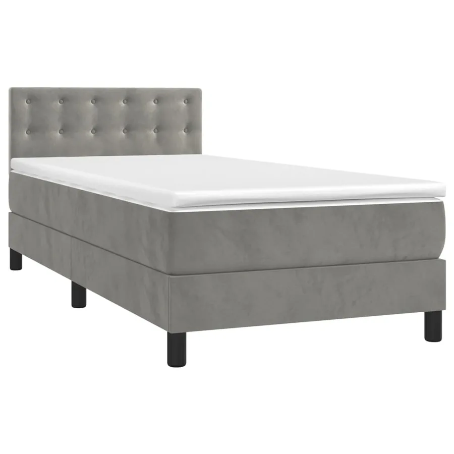 Sommier à lattes de lit avec matelas et LED Gris clair 90x200cm - 3