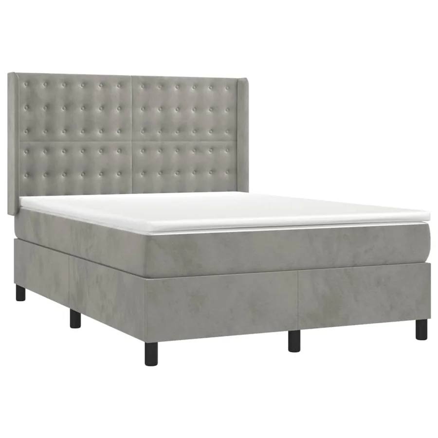 Sommier à lattes de lit matelas et LED Gris clair 140x200 cm - 4