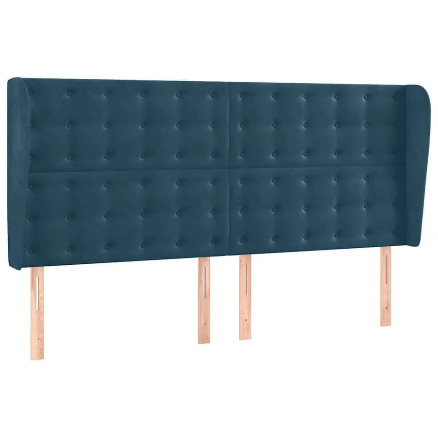 Tête de lit avec oreilles Bleu foncé 163x23x118/128 cm Velours - 2