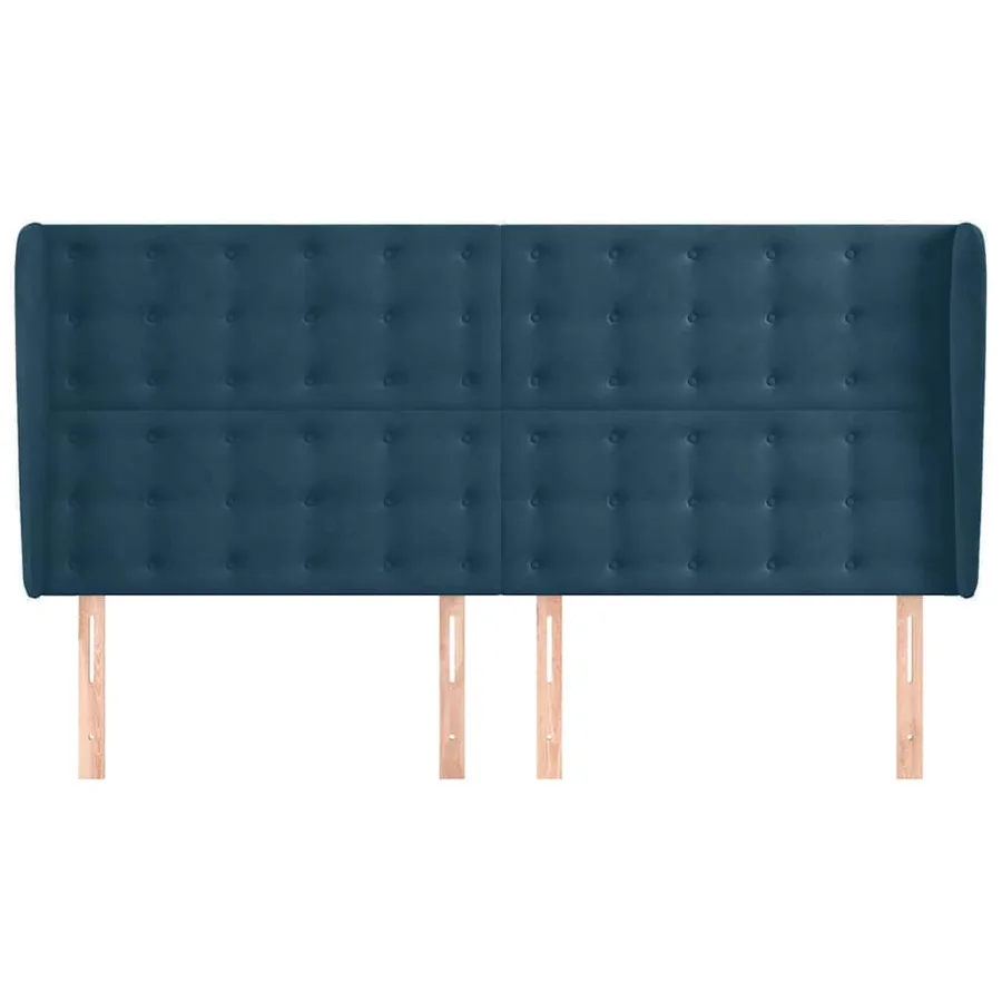 Tête de lit avec oreilles Bleu foncé 163x23x118/128 cm Velours - 3