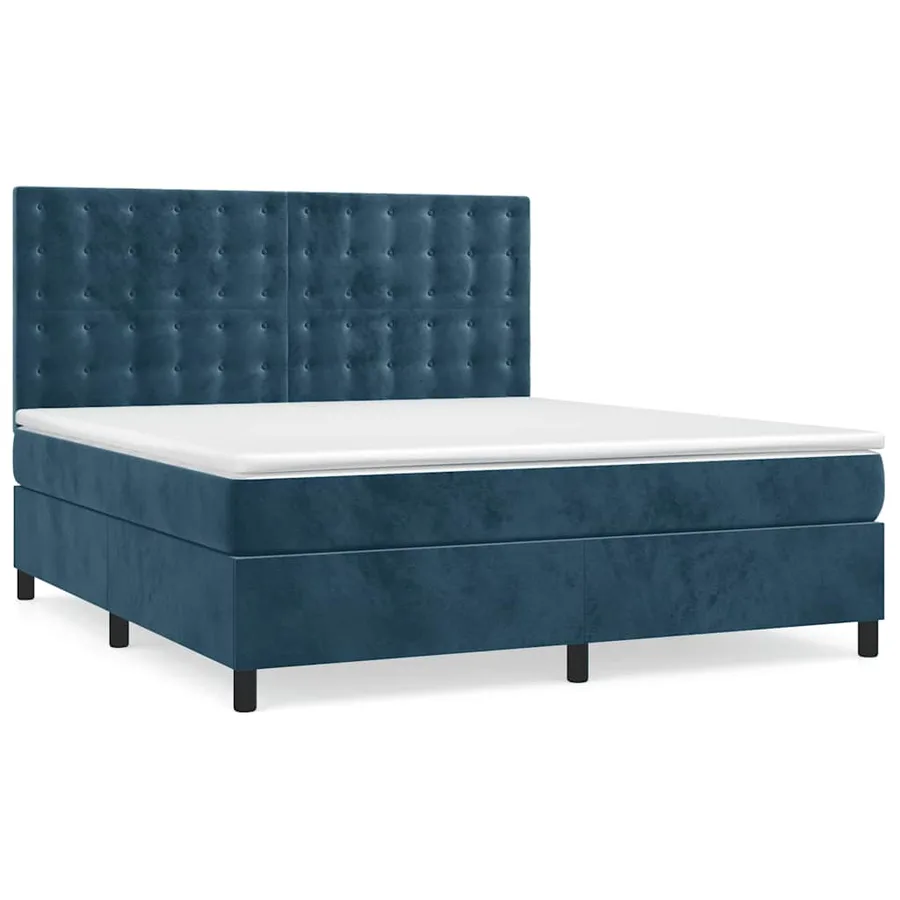 Sommier à lattes de lit matelas et LED Bleu foncé 160x200 cm - 3