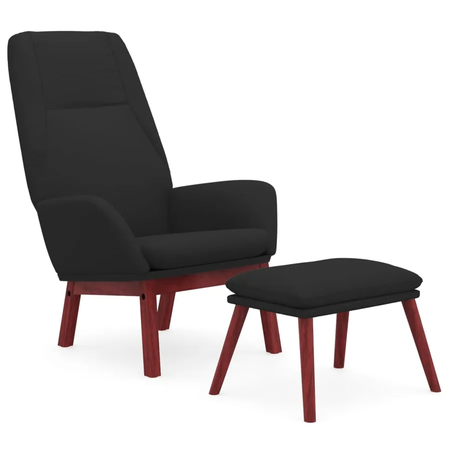Chaise de relaxation avec repose-pied Noir Tissu - 2