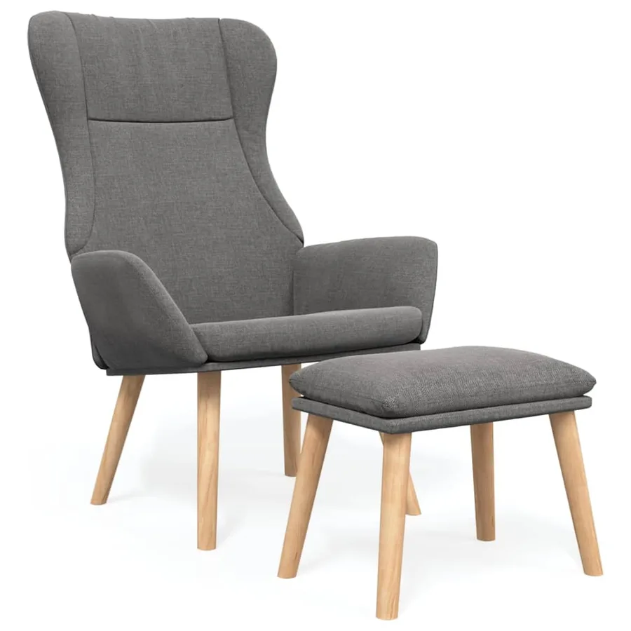 Chaise de relaxation avec repose-pied Gris clair Tissu - 2