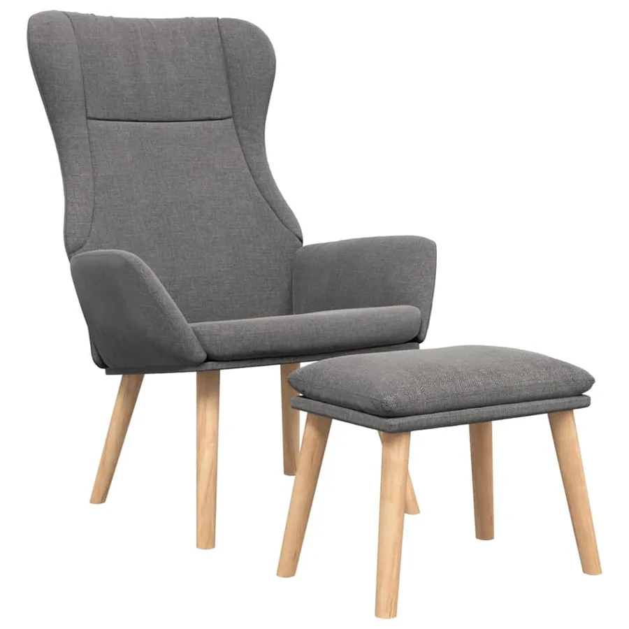 Chaise de relaxation avec repose-pied Gris clair Tissu - 3
