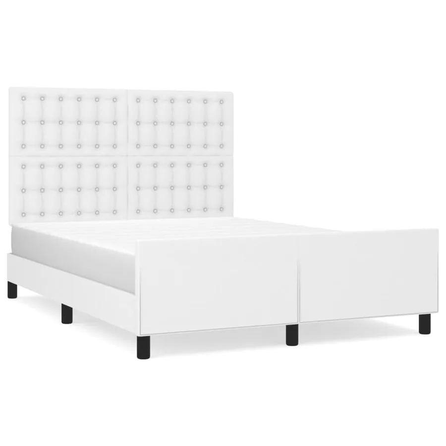 Cadre de lit sans matelas blanc 140x190 cm similicuir - 2