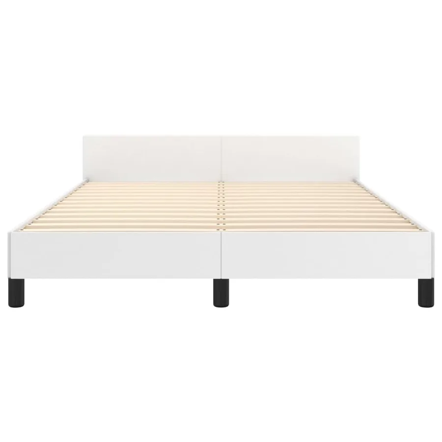 Cadre de lit sans matelas blanc 140x190 cm similicuir - 6