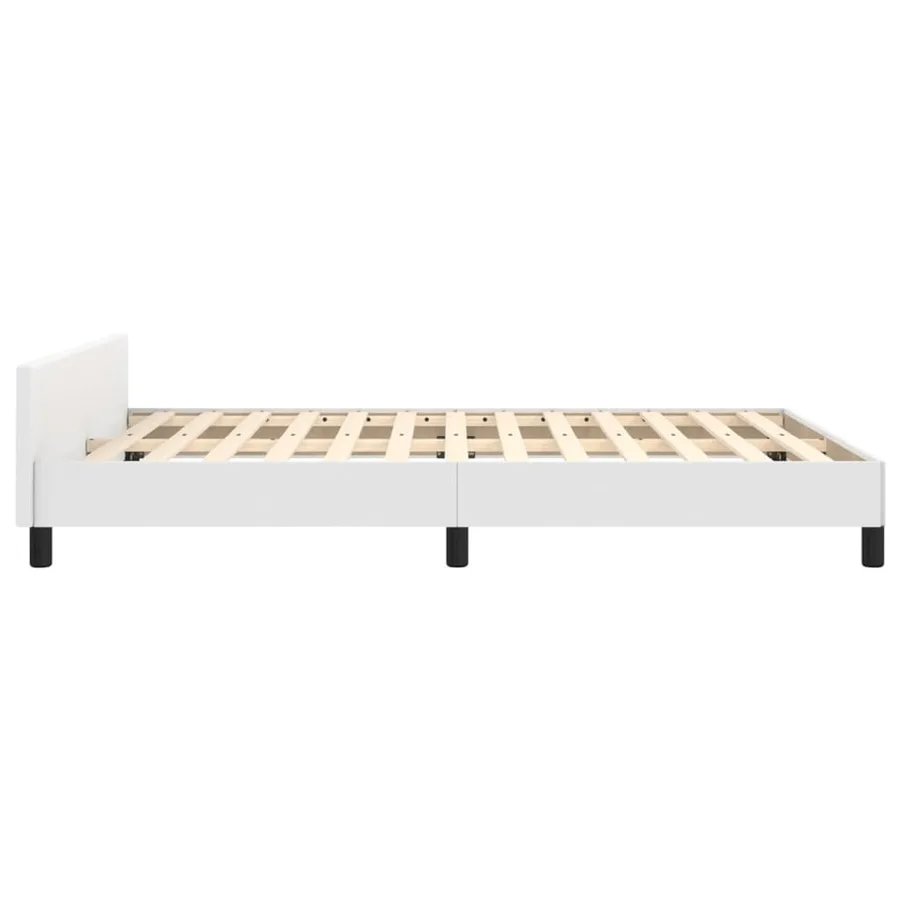 Cadre de lit sans matelas blanc 140x190 cm similicuir - 7