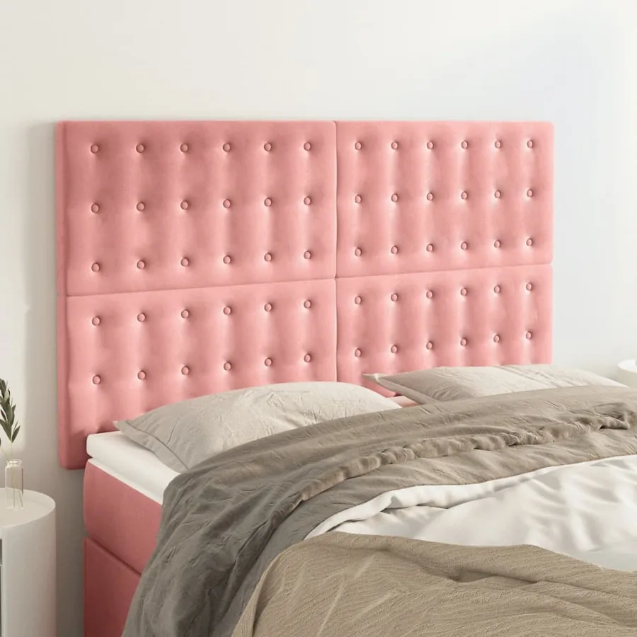Tête de lit Rose 144x5x118/128 cm Velours