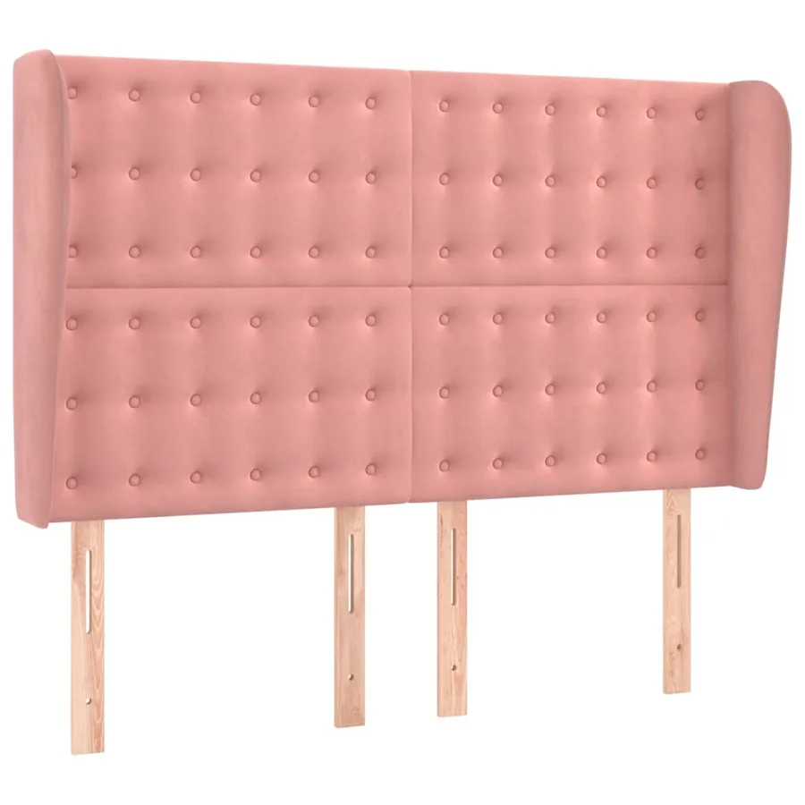 Tête de lit avec oreilles Rose 147x23x118/128 cm Velours - 2