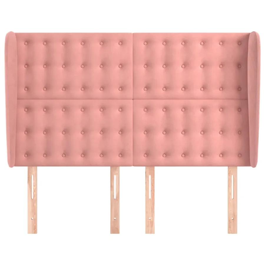 Tête de lit avec oreilles Rose 147x23x118/128 cm Velours - 3