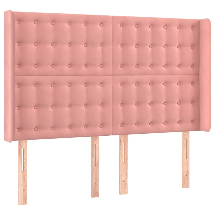Tête de lit avec oreilles Rose 147x16x118/128 cm Velours - 2