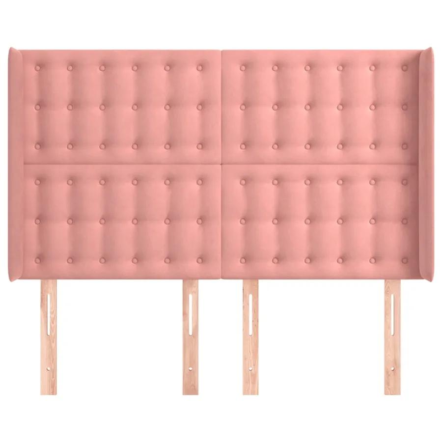 Tête de lit avec oreilles Rose 147x16x118/128 cm Velours - 3