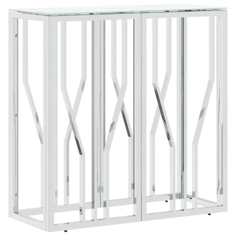 Table console argenté 70x30x70 cm acier inoxydable et verre - 2