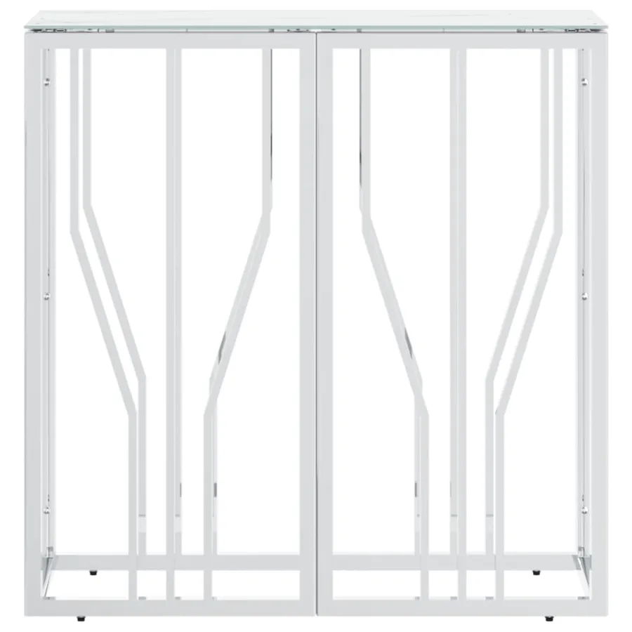 Table console argenté 70x30x70 cm acier inoxydable et verre - 3