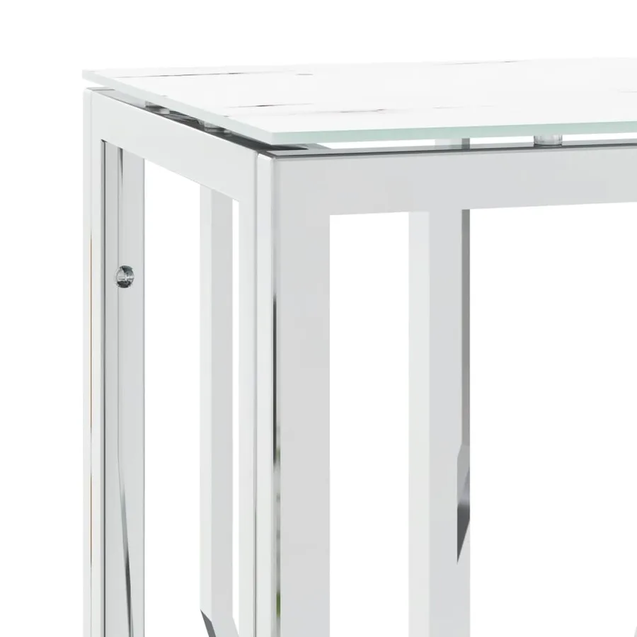 Table console argenté 70x30x70 cm acier inoxydable et verre - 5