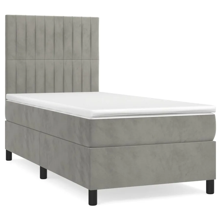 Sommier à lattes de lit et matelas Gris clair 90x200 cm Velours - 2
