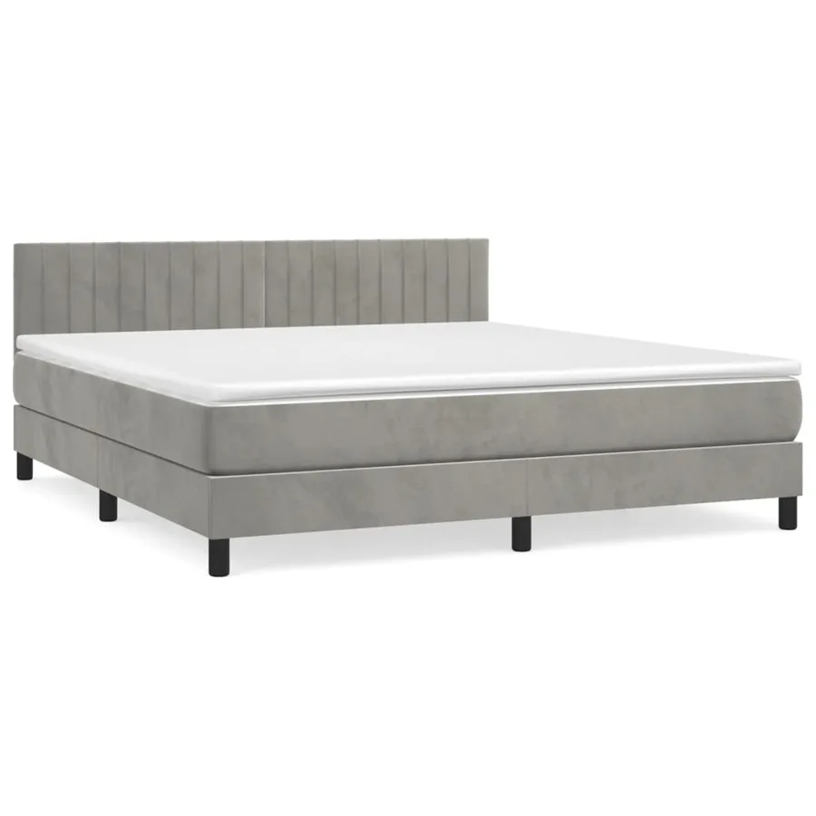 Sommier à lattes de lit et matelas Gris clair 180x200cm Velours - 2