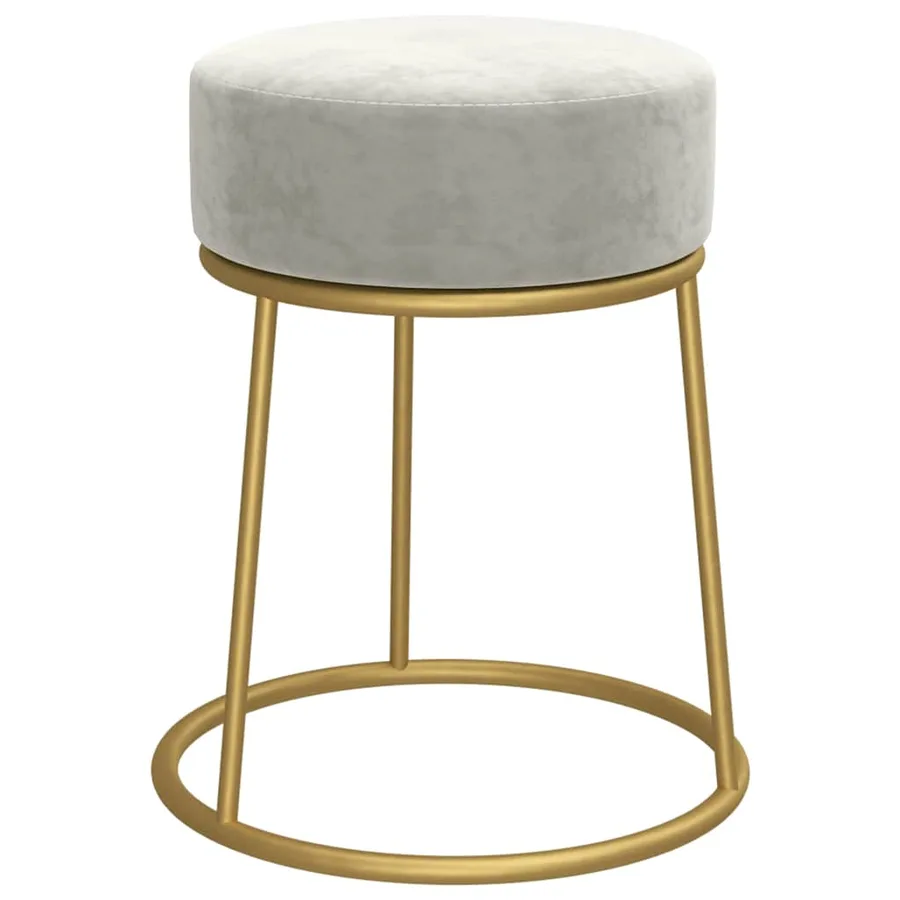 Tabouret rond Gris clair Velours - 2