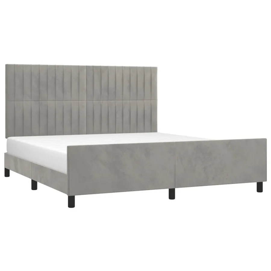 Cadre de lit sans matelas gris clair velours - 3