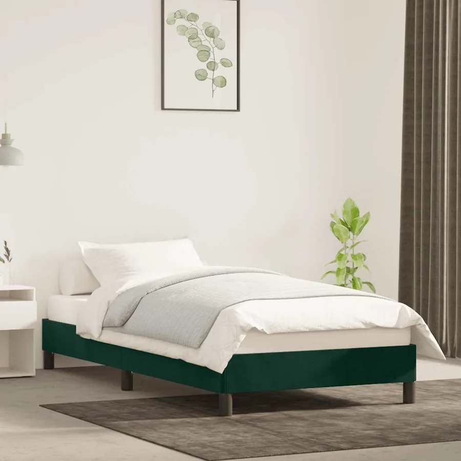 Cadre de lit sans matelas vert foncé 80x200 cm velours