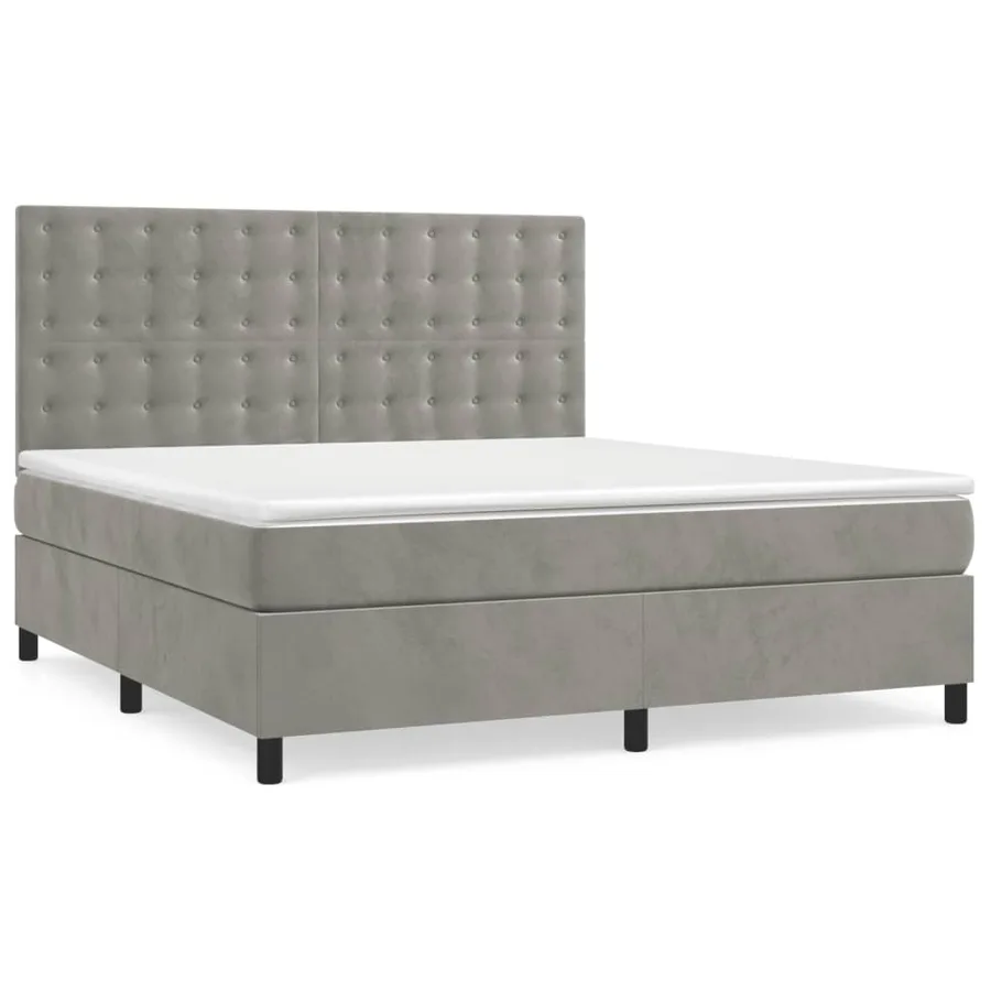 Sommier à lattes de lit et matelas Gris clair 160x200cm Velours - 2