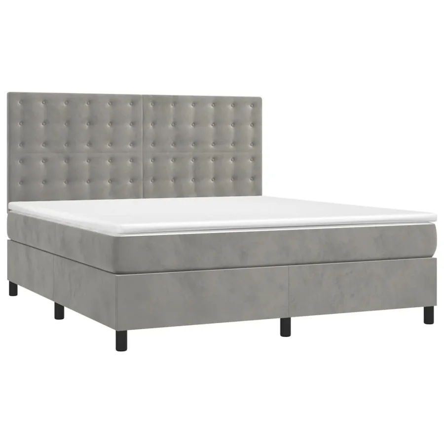 Sommier à lattes de lit et matelas Gris clair 160x200cm Velours - 3