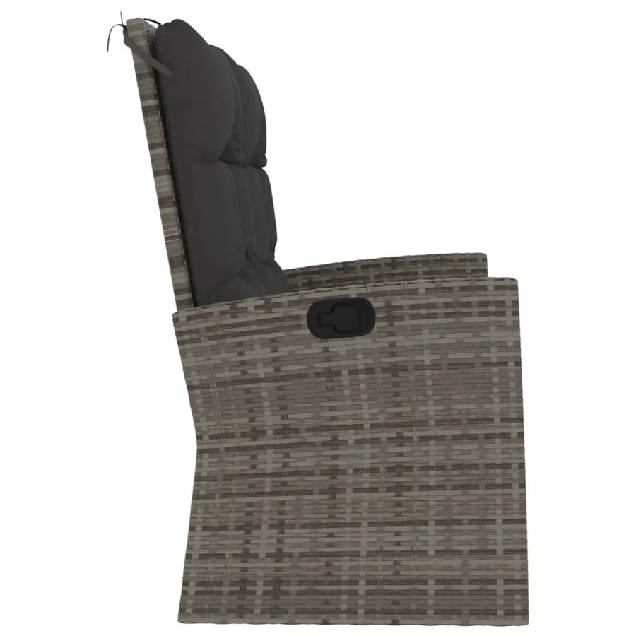 Banc de jardin inclinable et coussins gris 118cm résine tressée - 4