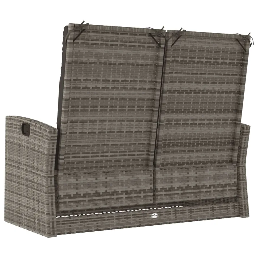 Banc de jardin inclinable et coussins gris 118cm résine tressée - 5