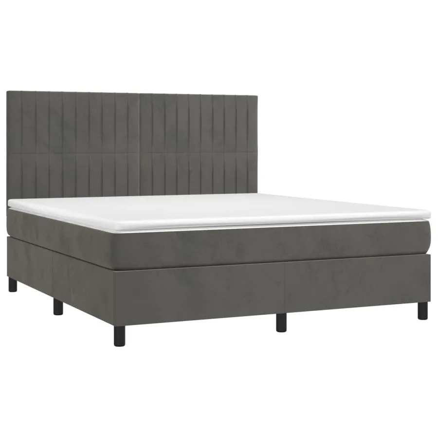 Sommier à lattes de lit matelas et LED Gris foncé 180x200 cm - 3