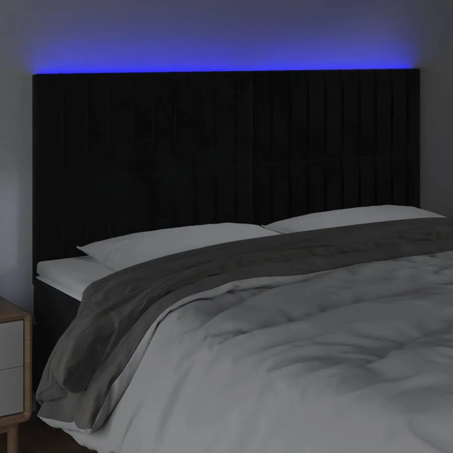 Tête de lit à LED Noir 180x5x118/128 cm Velours - 3