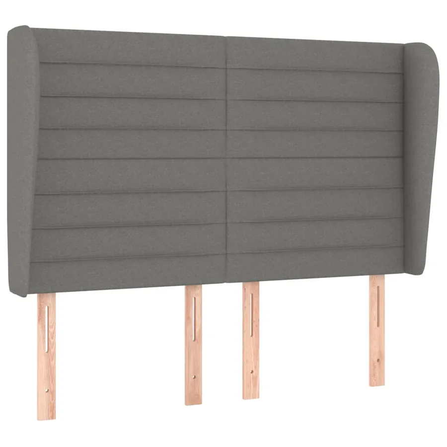 Tête de lit avec oreilles Gris foncé 147x23x118/128 cm Tissu - 2
