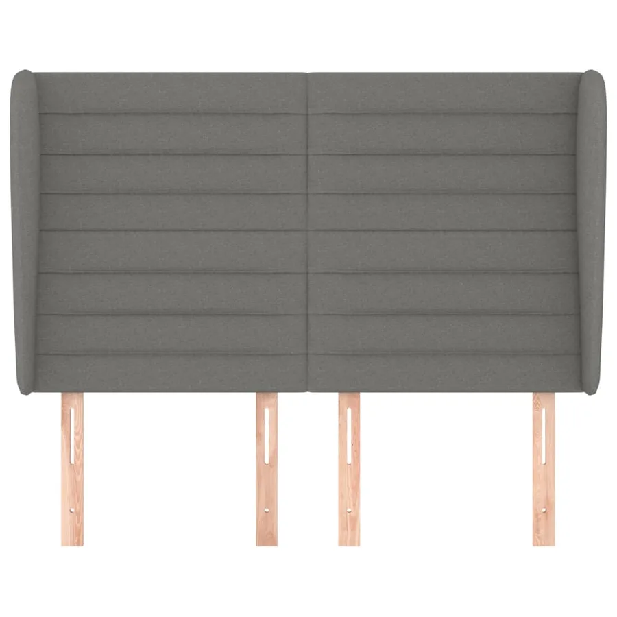 Tête de lit avec oreilles Gris foncé 147x23x118/128 cm Tissu - 3