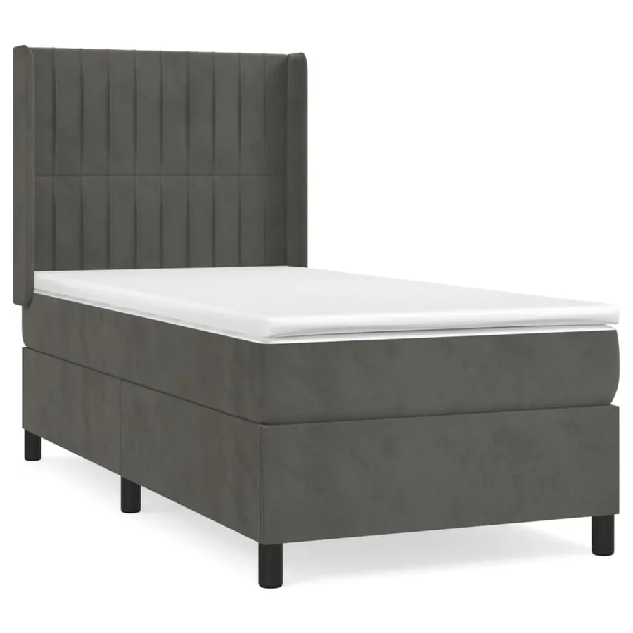Sommier à lattes de lit et matelas Gris foncé 90x190 cm Velours - 2