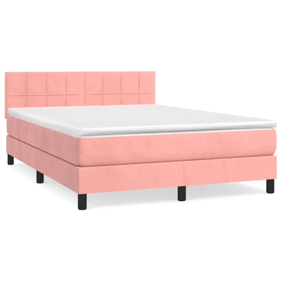 Sommier à lattes de lit avec matelas Rose 140x190 cm Velours - 2